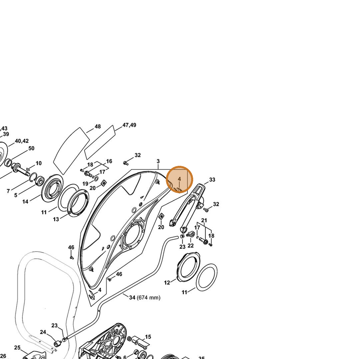 STIHL part 4224-706-0400 — IPL diagram snippet (6x zoom, amber highlight)