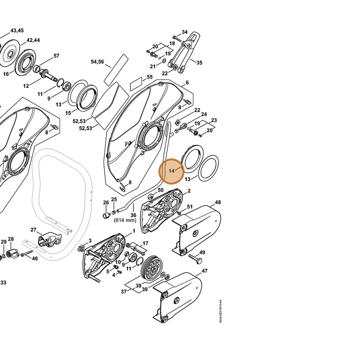 STIHL part 4224-706-8802 — IPL diagram snippet (6x zoom, amber highlight)