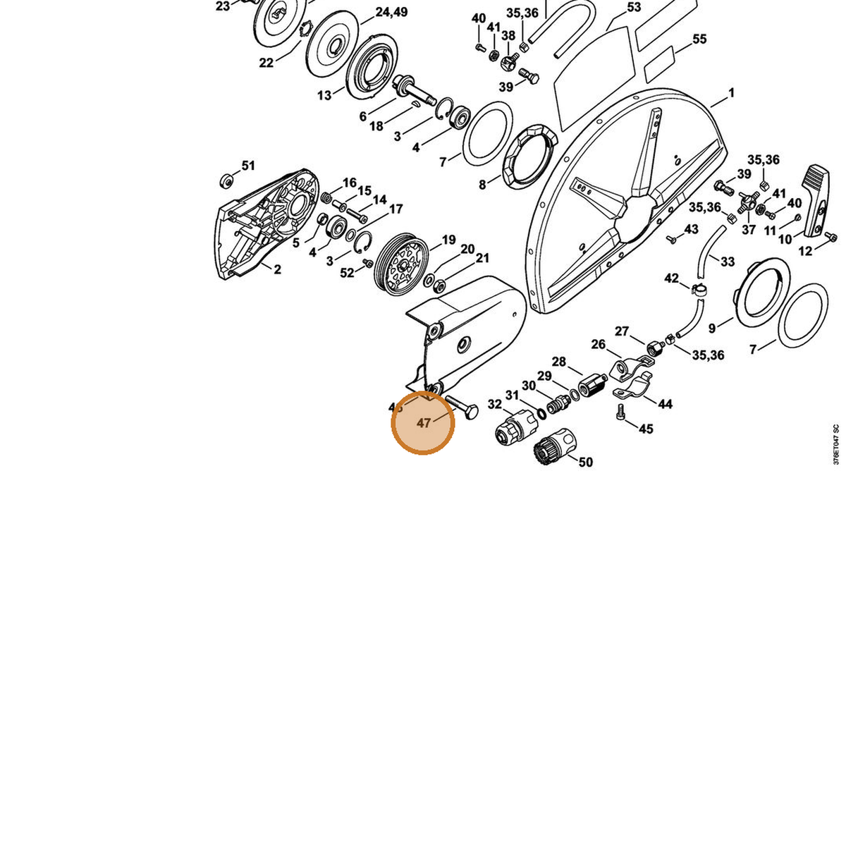 STIHL part 4224-708-8400 — IPL diagram snippet (6x zoom, amber highlight)