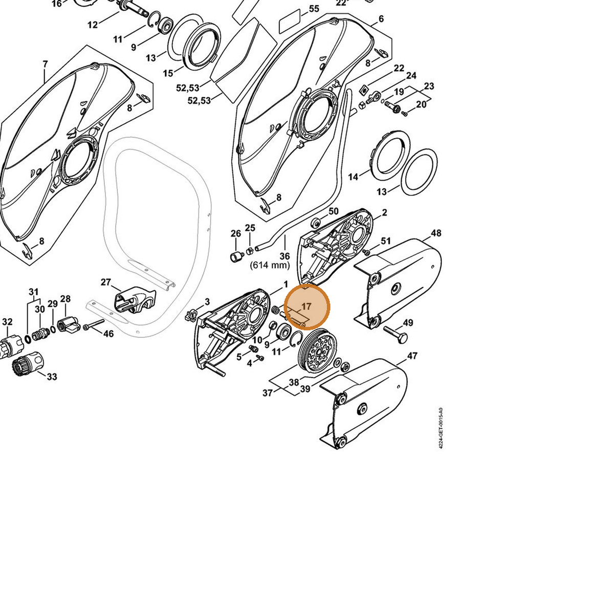 STIHL part 4224-710-9502 — IPL diagram snippet (6x zoom, amber highlight)