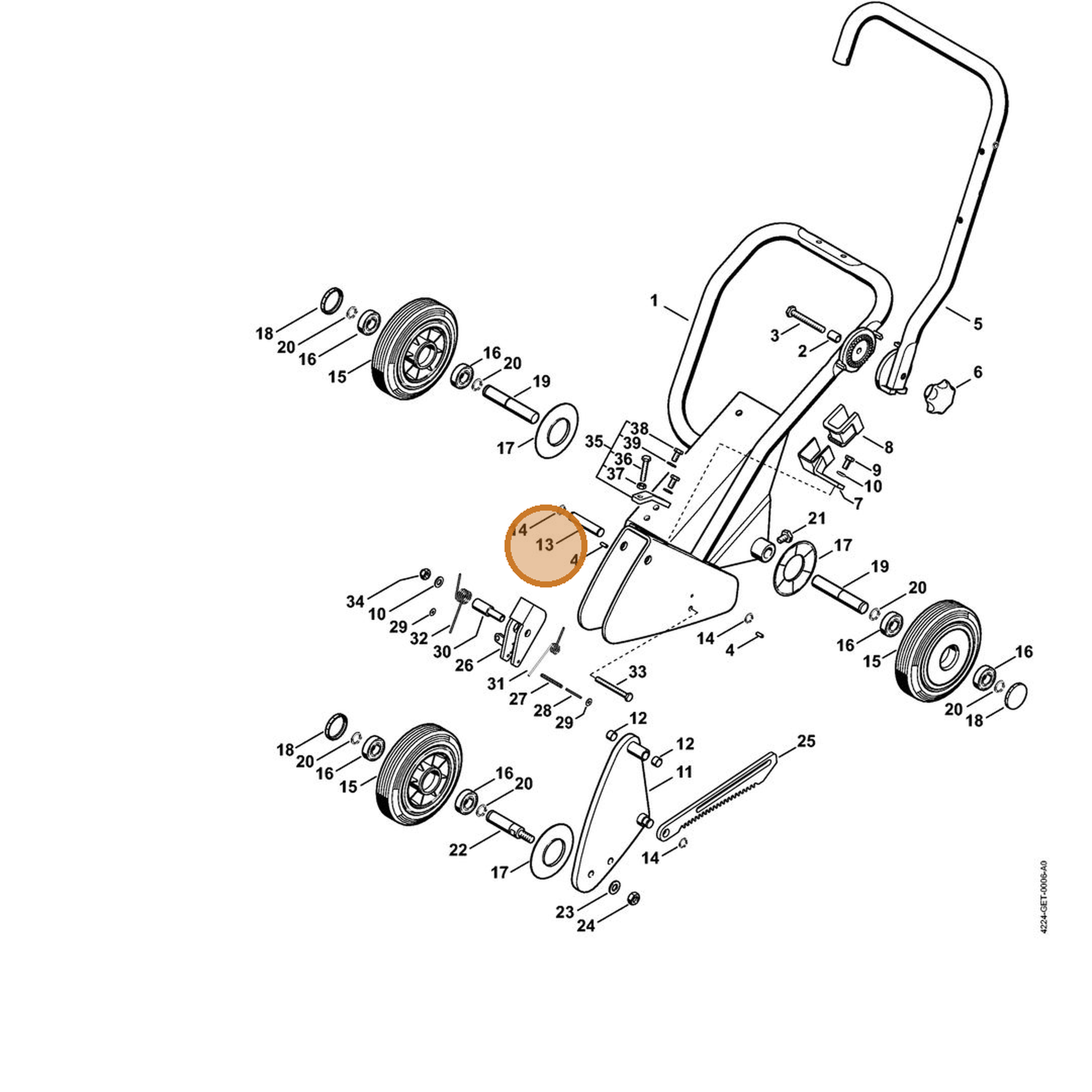 STIHL part 4224-711-0902 — IPL diagram snippet (6x zoom, amber highlight)