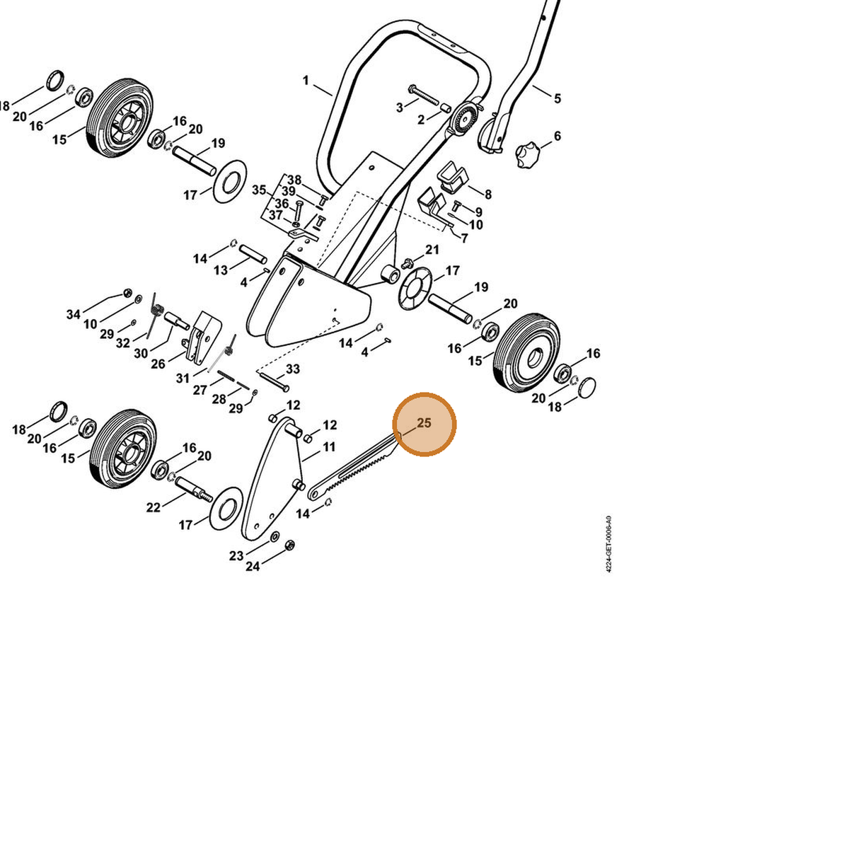 STIHL part 4224-711-6100 — IPL diagram snippet (6x zoom, amber highlight)