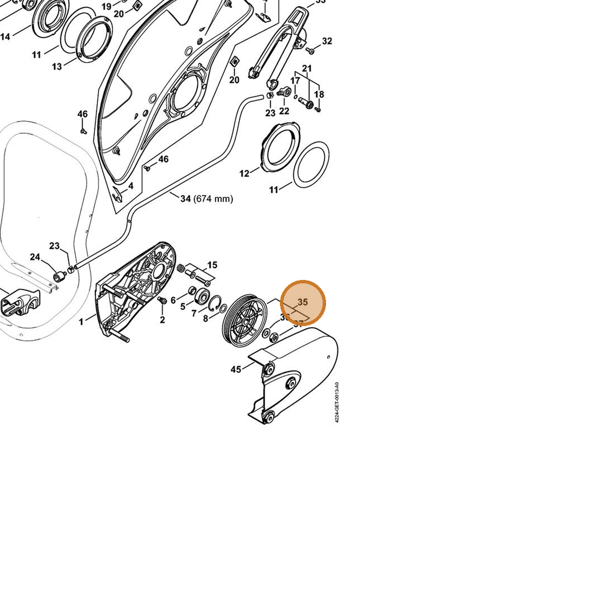 STIHL part 4224-760-8502 — IPL diagram snippet (6x zoom, amber highlight)