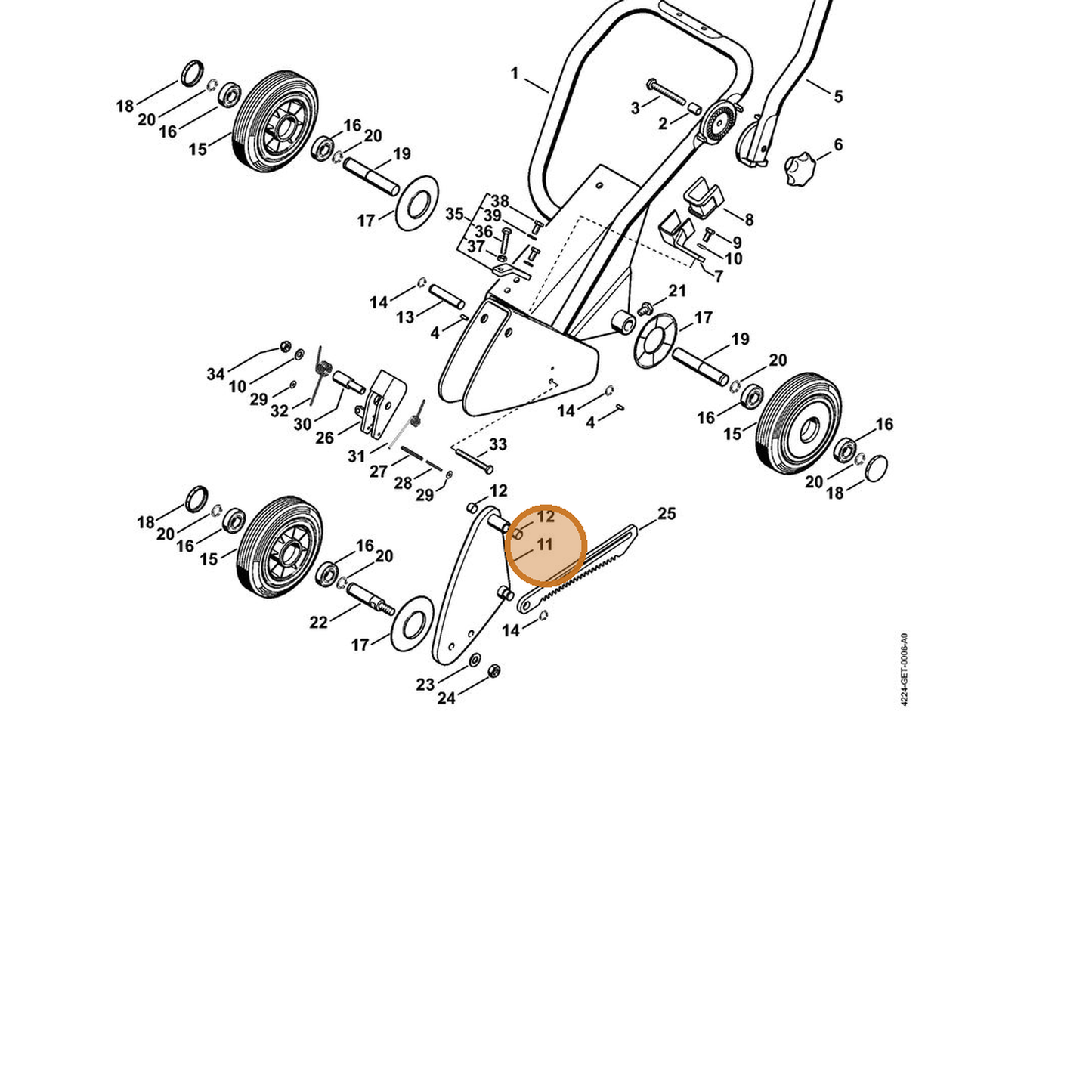 STIHL part 4224-790-0400 — IPL diagram snippet (6x zoom, amber highlight)