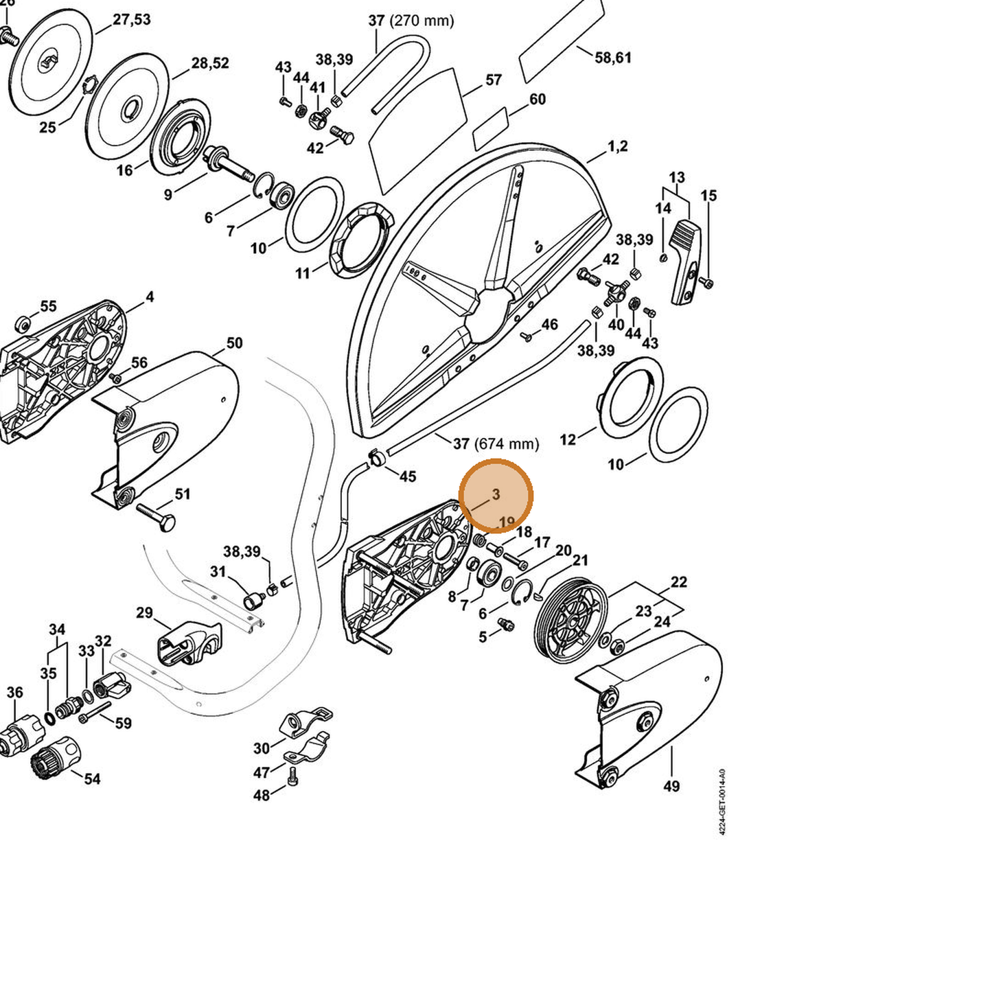 STIHL part 4224-790-5303 — IPL diagram snippet (6x zoom, amber highlight)