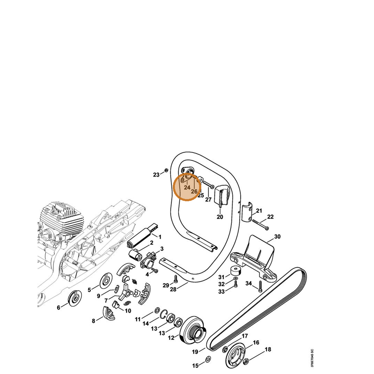 STIHL part 4224-790-9900 — IPL diagram snippet (6x zoom, amber highlight)