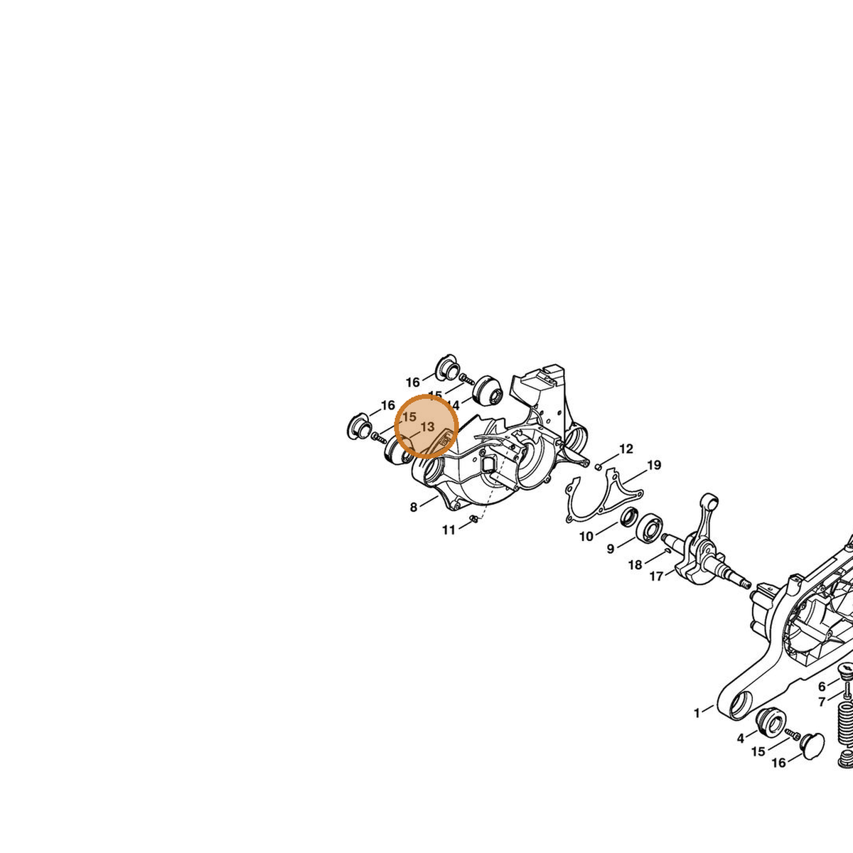 STIHL part 4224-790-9902 — IPL diagram snippet (6x zoom, amber highlight)