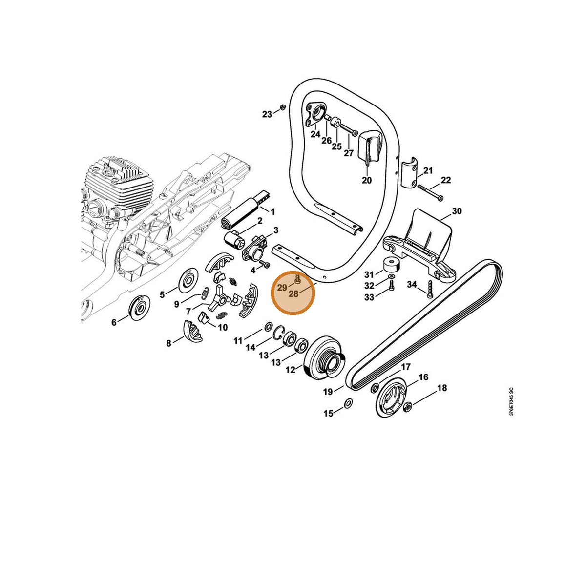 STIHL part 4224-791-1703 — IPL diagram snippet (6x zoom, amber highlight)