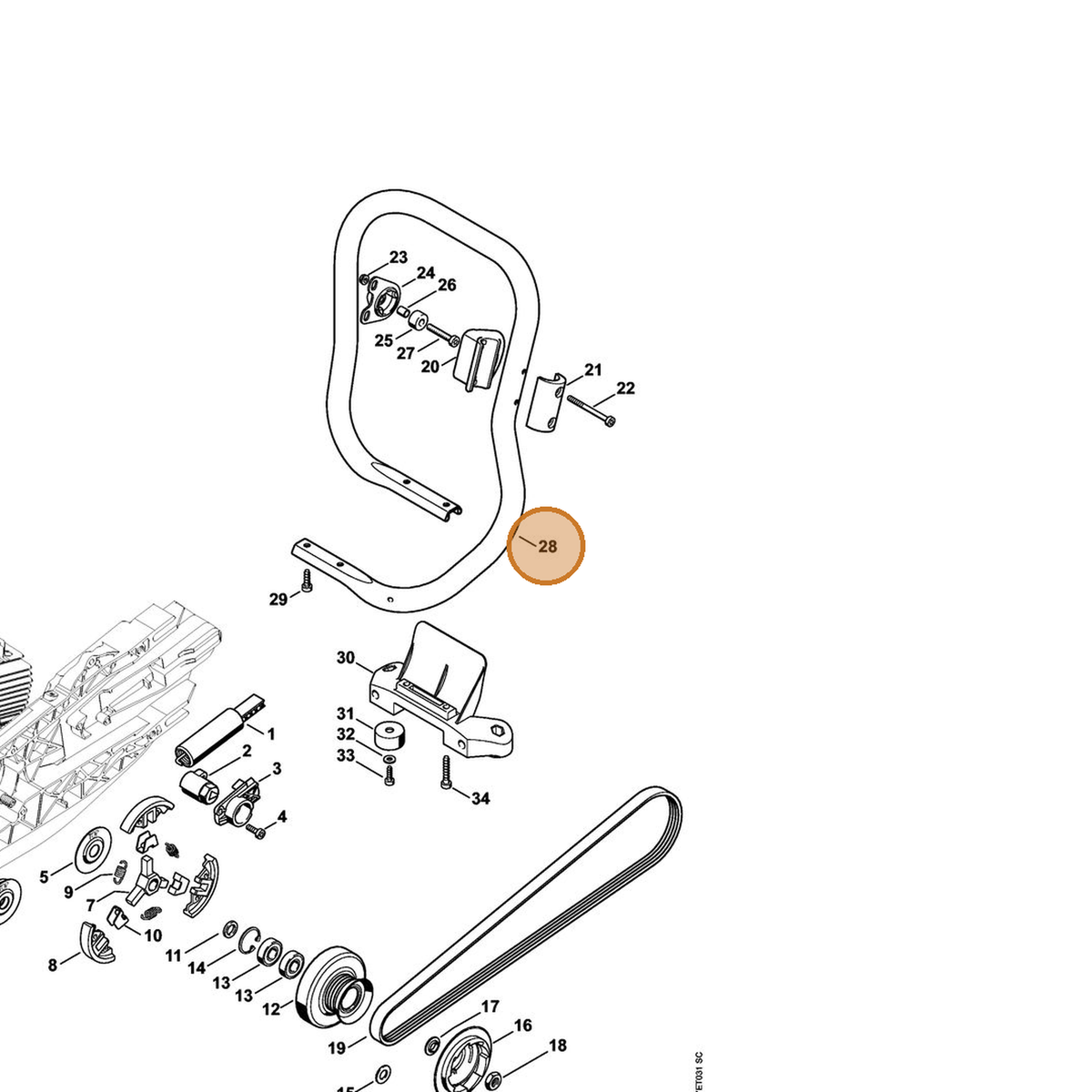STIHL part 4224-791-1704 — IPL diagram snippet (6x zoom, amber highlight)