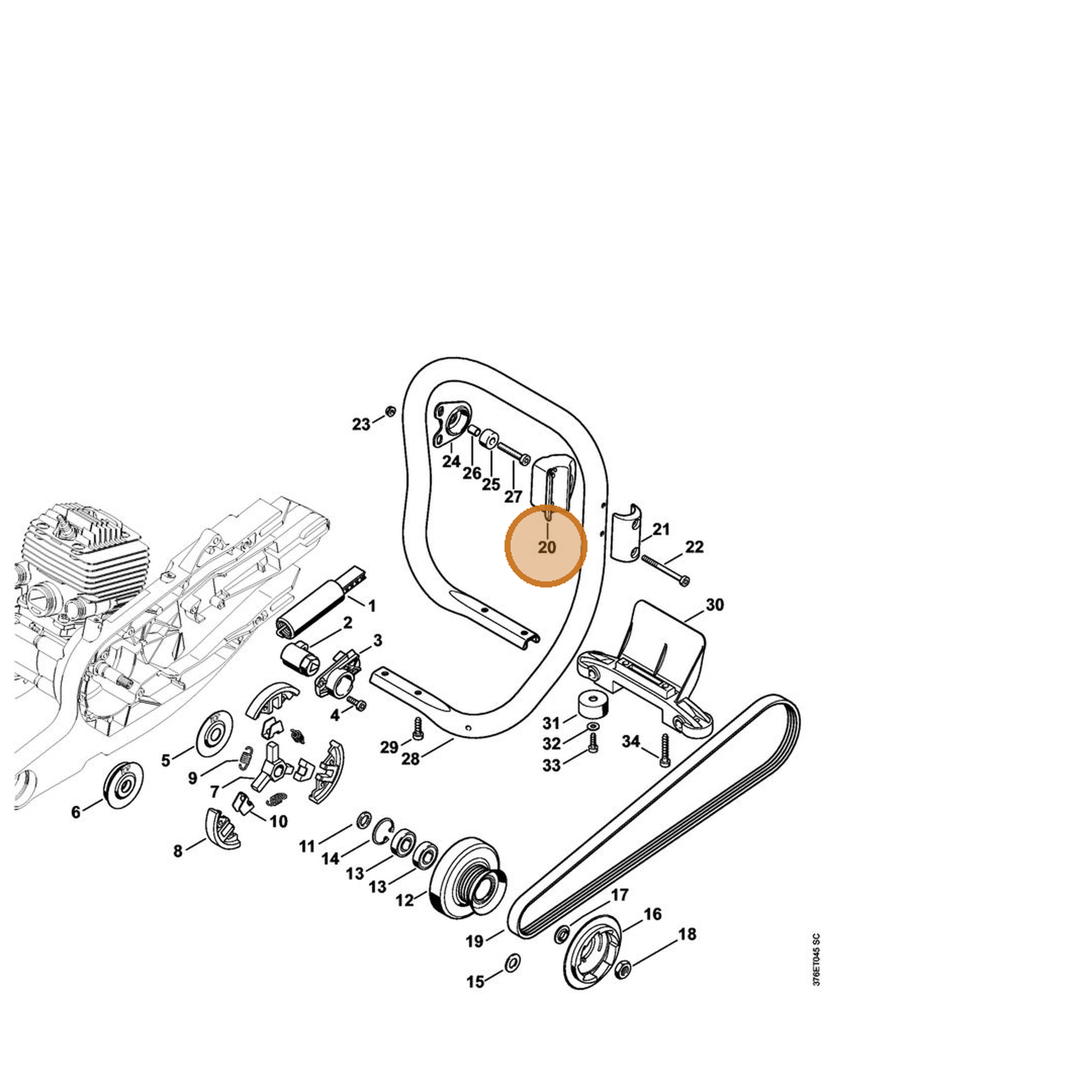 STIHL part 4224-791-1900 — IPL diagram snippet (6x zoom, amber highlight)
