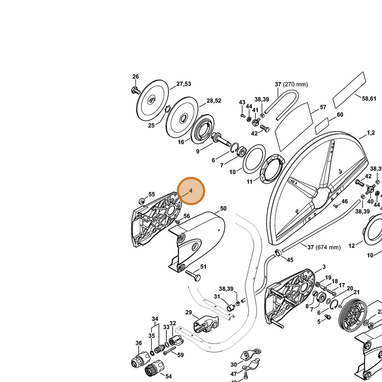 STIHL part 4224-791-3901 — IPL diagram snippet (6x zoom, amber highlight)