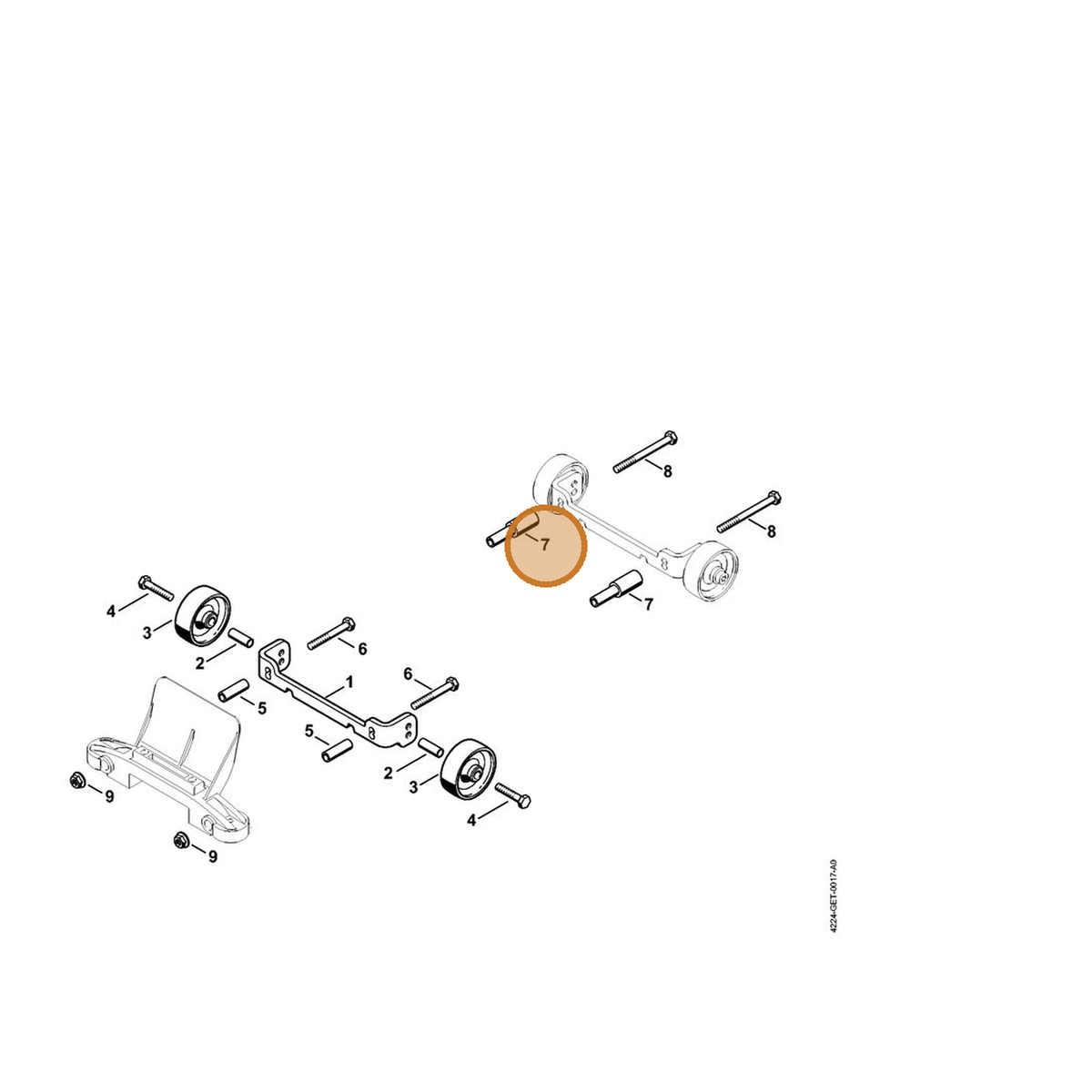 STIHL part 4224-791-7205 — IPL diagram snippet (6x zoom, amber highlight)
