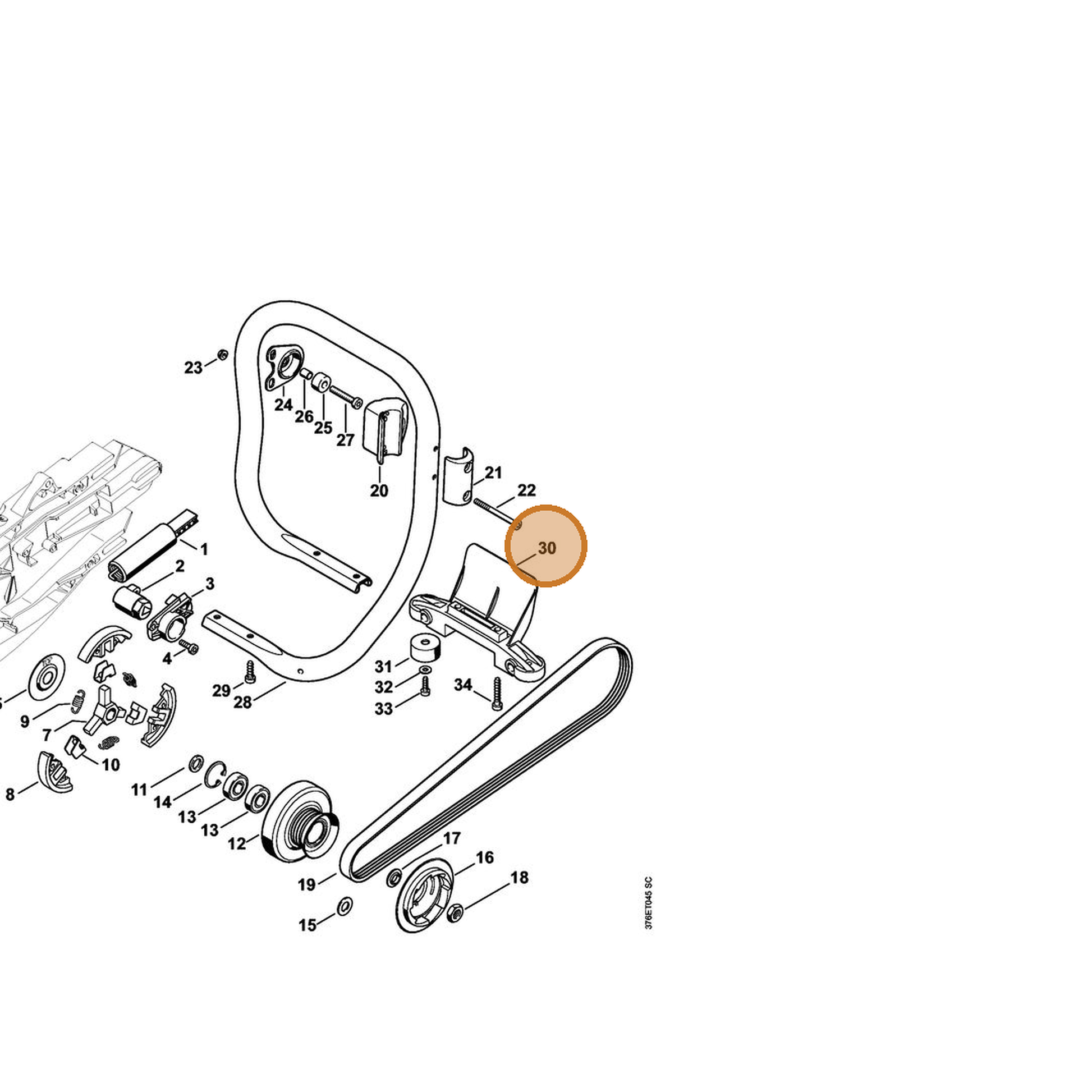 STIHL part 4224-791-7600 — IPL diagram snippet (6x zoom, amber highlight)