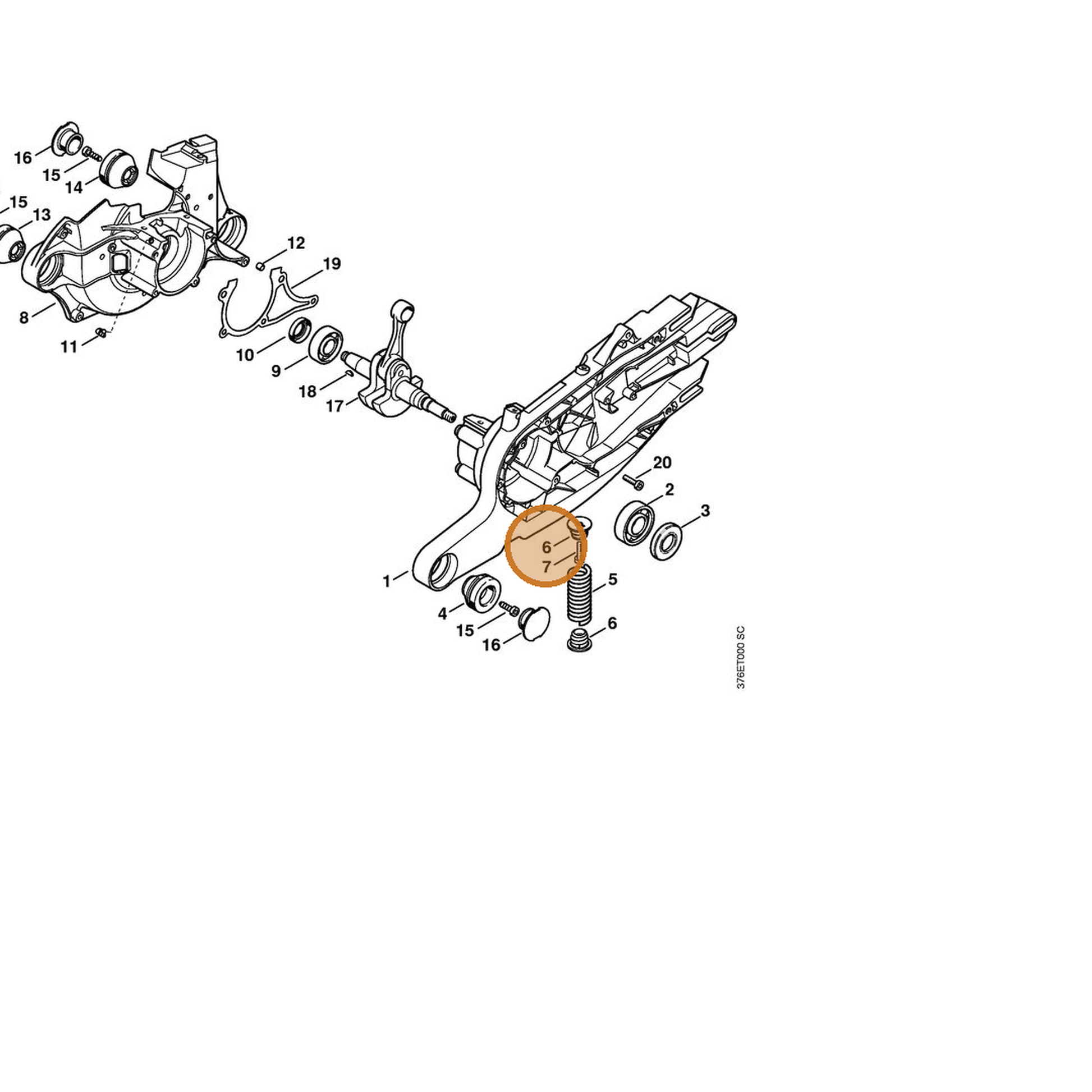 STIHL part 4224-792-2902 — IPL diagram snippet (6x zoom, amber highlight)