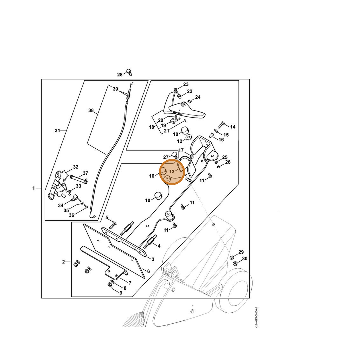 STIHL part 4224-793-1100 — IPL diagram snippet (6x zoom, amber highlight)