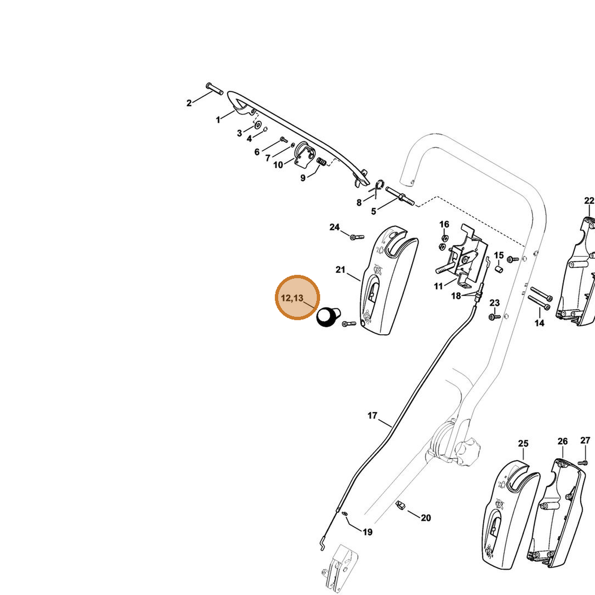 STIHL part 4224-793-2801 — IPL diagram snippet (6x zoom, amber highlight)