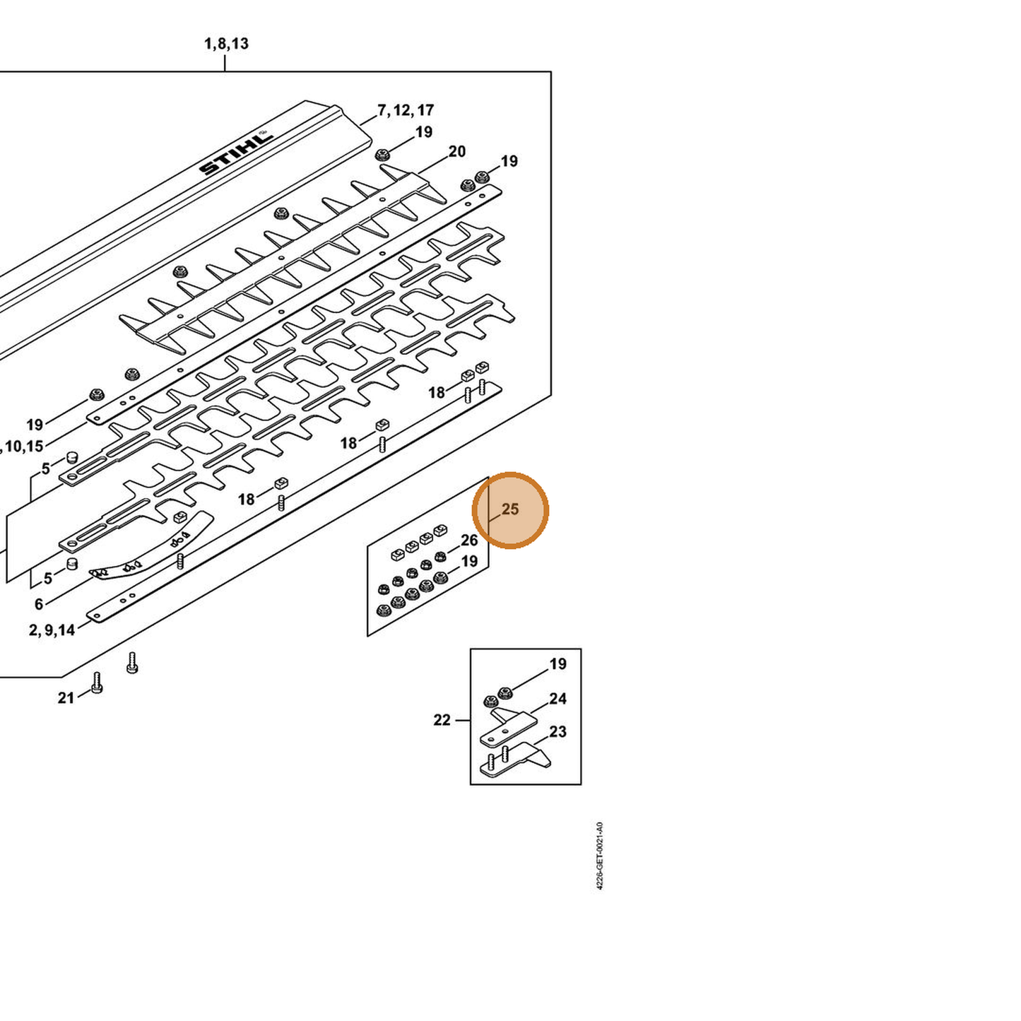 STIHL part 4226-007-1005 — IPL diagram snippet (6x zoom, amber highlight)