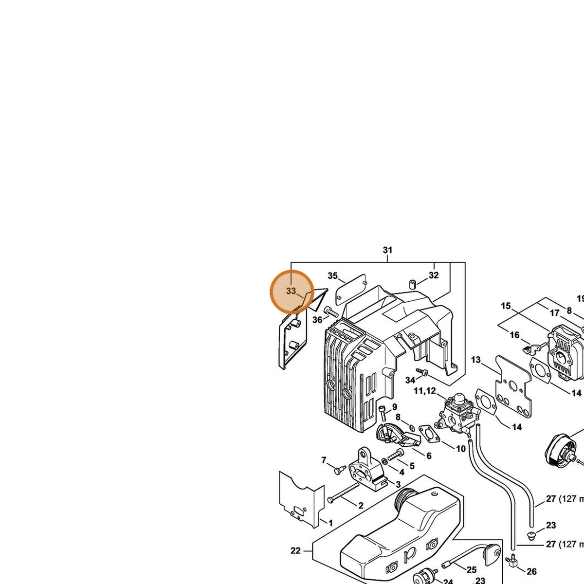 STIHL part 4226-084-2201 — IPL diagram snippet (6x zoom, amber highlight)