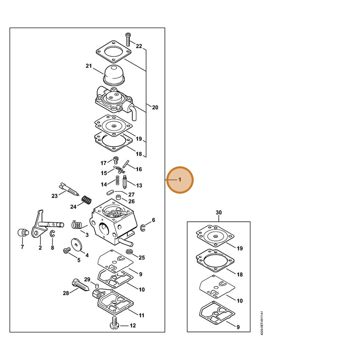STIHL part 4226-120-0604 — IPL diagram snippet (6x zoom, amber highlight)