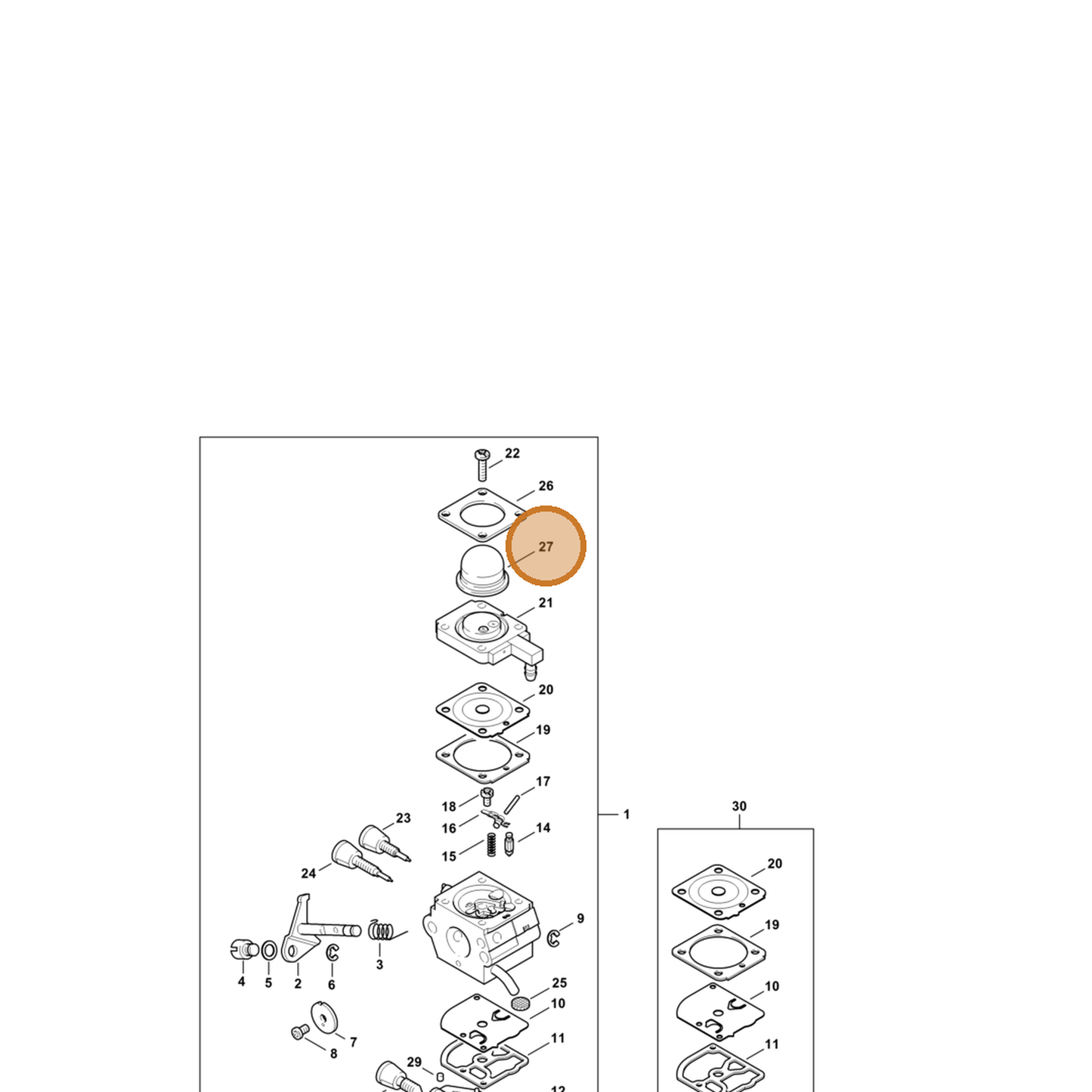 STIHL part 4226-121-2700 — IPL diagram snippet (6x zoom, amber highlight)