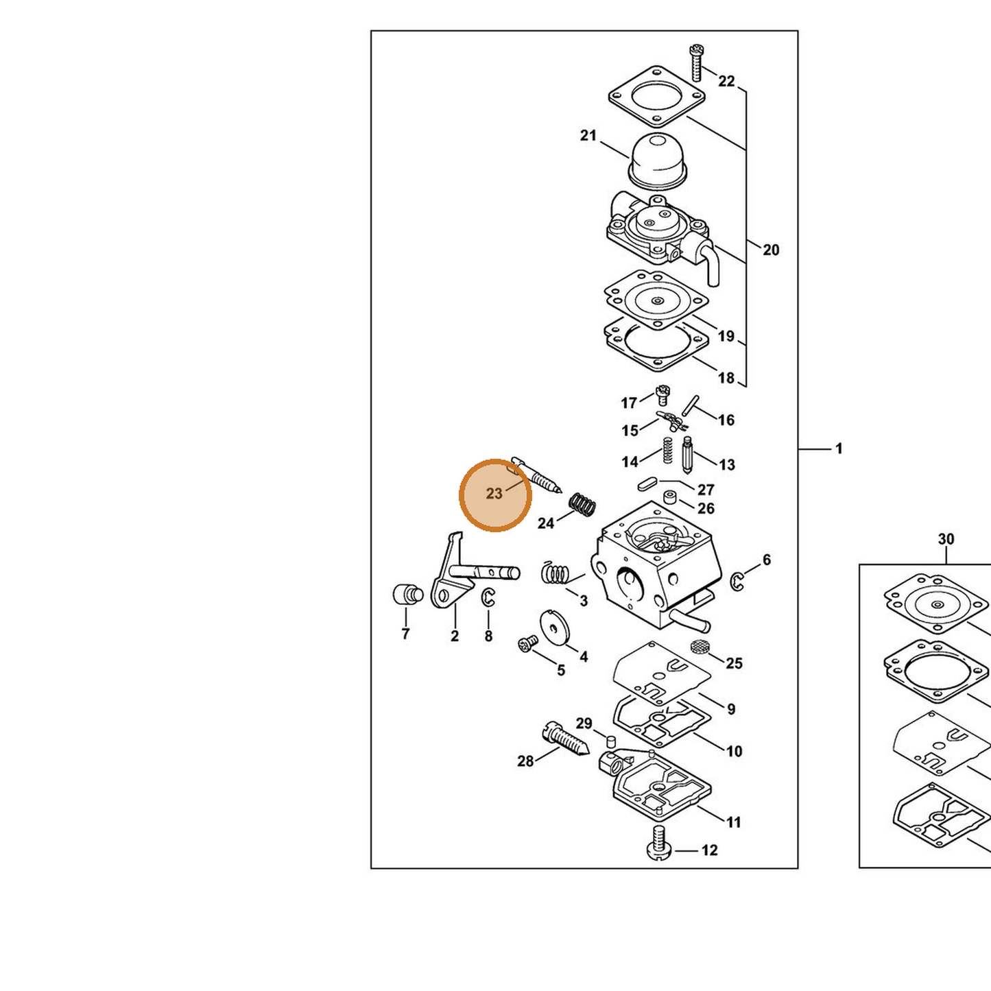 STIHL part 4226-122-6800 — IPL diagram snippet (6x zoom, amber highlight)