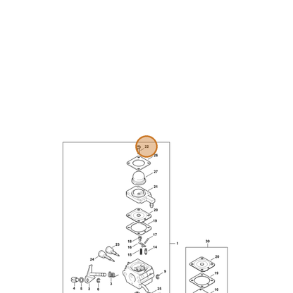STIHL part 4226-122-7100 — IPL diagram snippet (6x zoom, amber highlight)