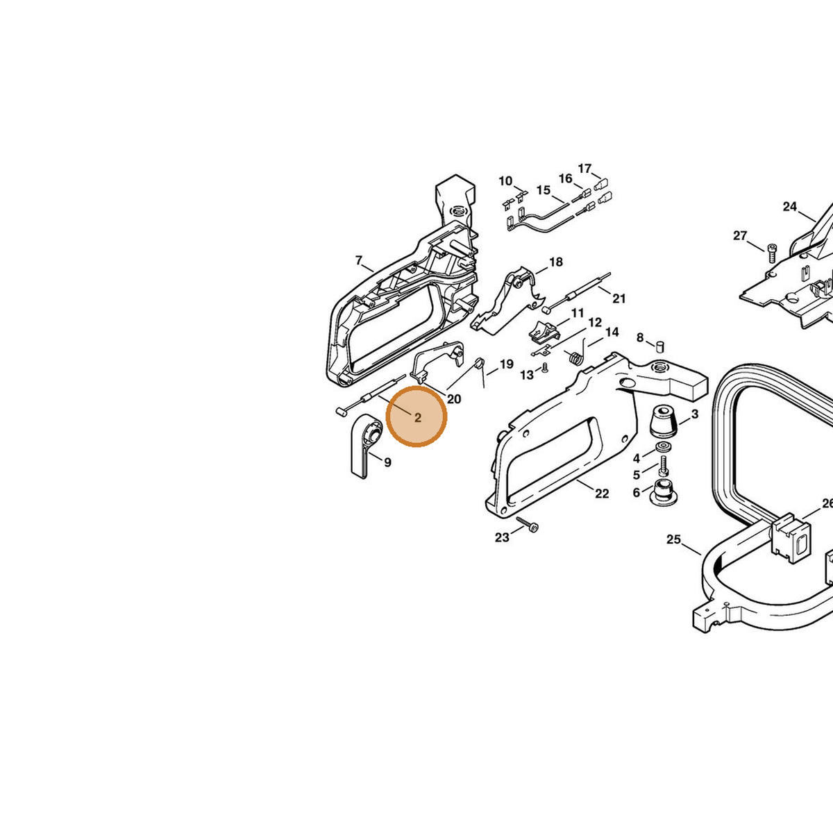 STIHL part 4226-160-2500 — IPL diagram snippet (6x zoom, amber highlight)
