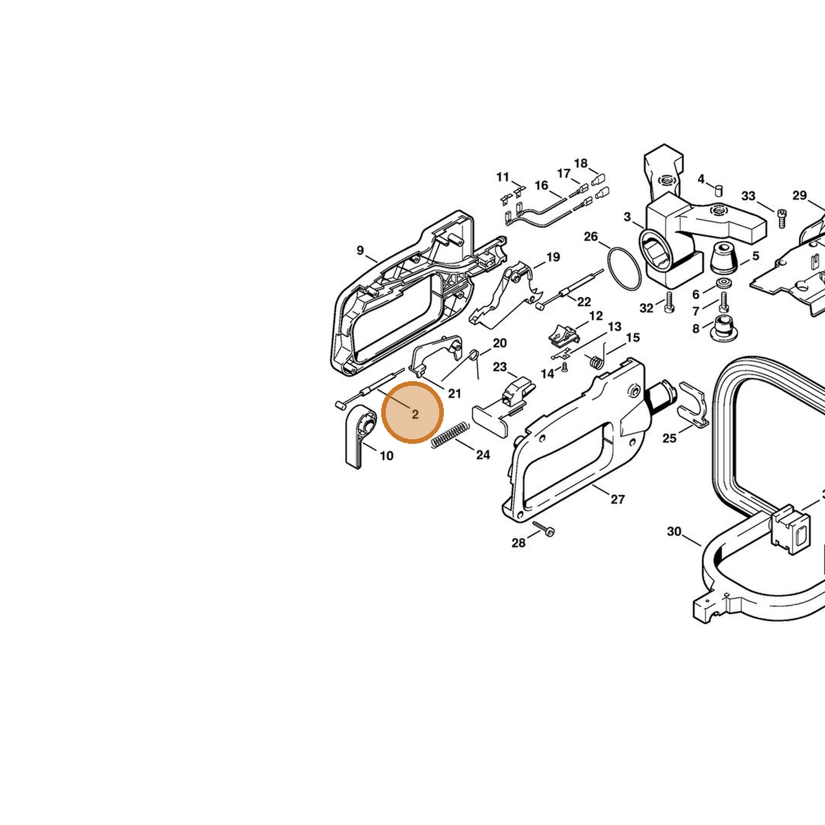STIHL part 4226-160-2501 — IPL diagram snippet (6x zoom, amber highlight)