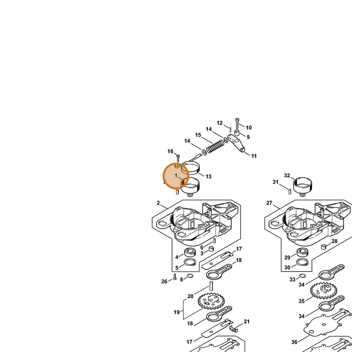 STIHL part 4226-160-2901 — IPL diagram snippet (6x zoom, amber highlight)