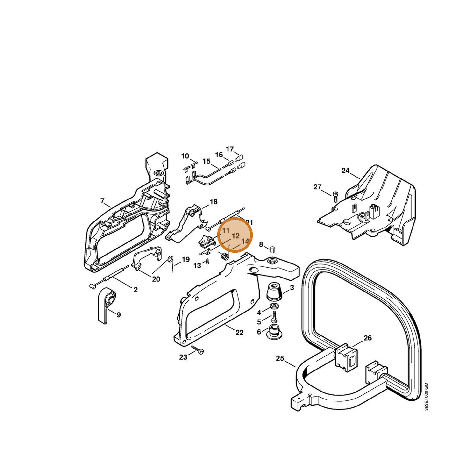 STIHL part 4226-182-3600 — IPL diagram snippet (6x zoom, amber highlight)