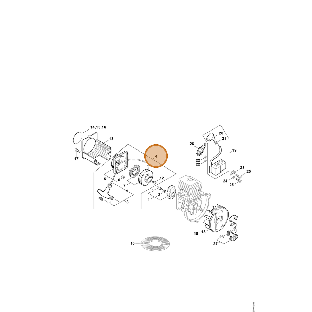 STIHL part 4226-190-4006 — IPL diagram snippet (6x zoom, amber highlight)
