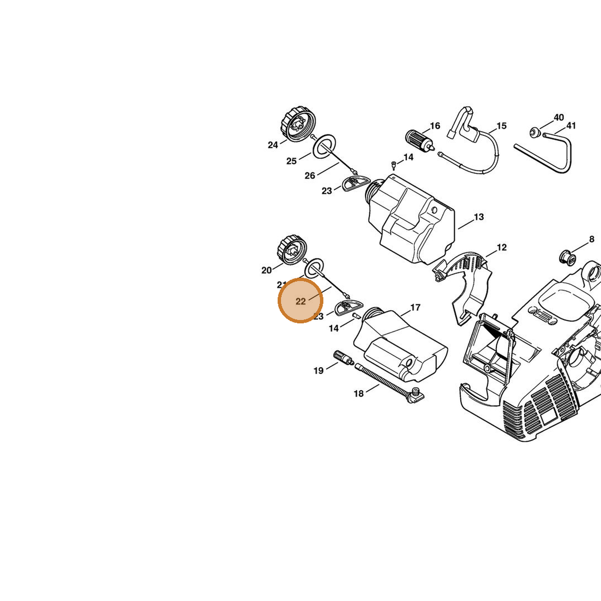 STIHL part 4226-350-0900 — IPL diagram snippet (6x zoom, amber highlight)