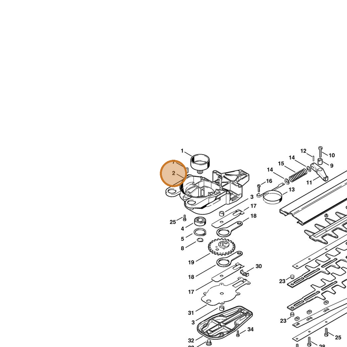 STIHL part 4226-640-0500 — IPL diagram snippet (6x zoom, amber highlight)