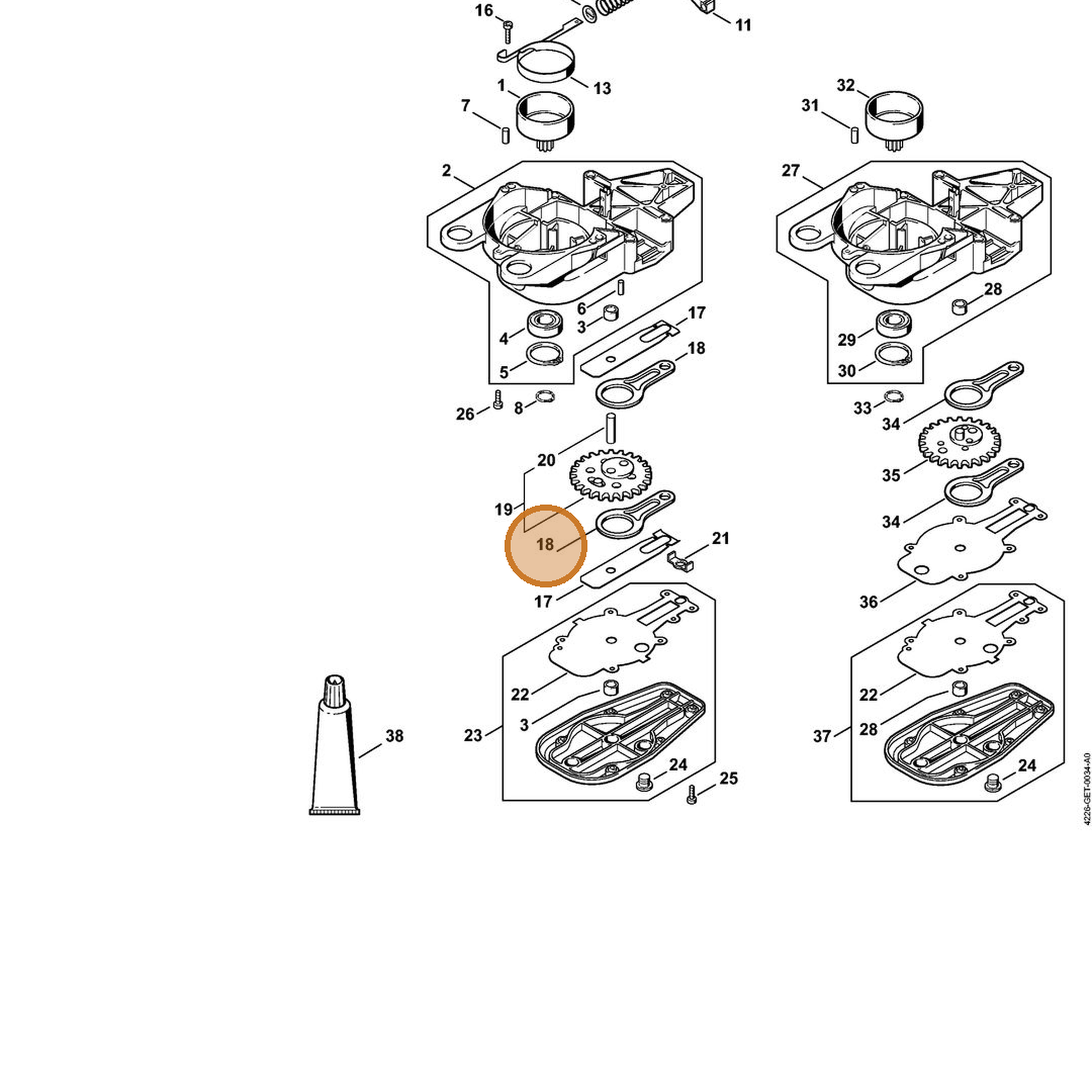 STIHL part 4226-642-6501 — IPL diagram snippet (6x zoom, amber highlight)