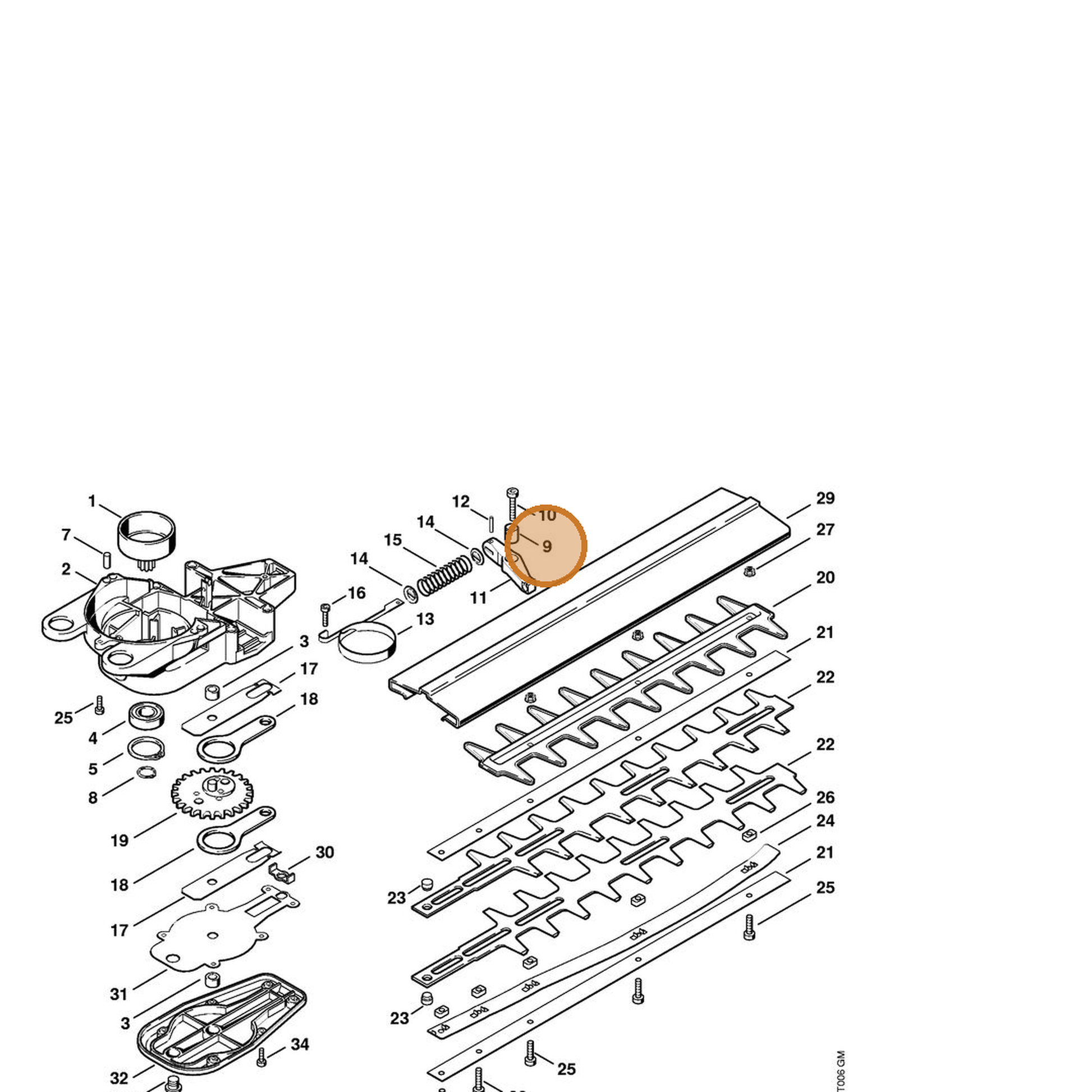 STIHL part 4226-642-9800 — IPL diagram snippet (6x zoom, amber highlight)