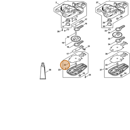 STIHL part 4226-649-0302 — IPL diagram snippet (6x zoom, amber highlight)