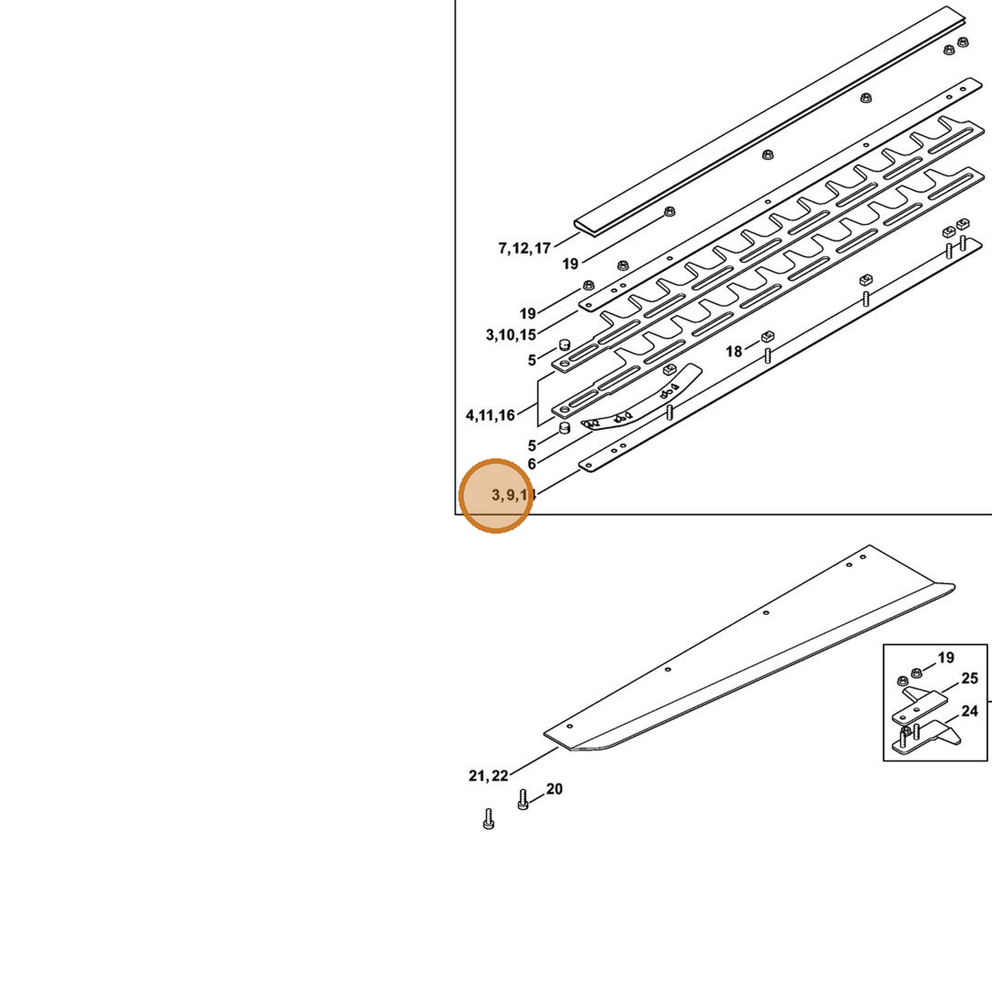 STIHL part 4226-704-3505 — IPL diagram snippet (6x zoom, amber highlight)