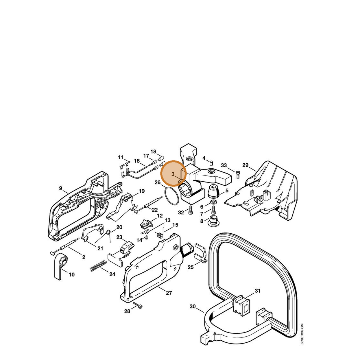 STIHL part 4226-790-3300 — IPL diagram snippet (6x zoom, amber highlight)