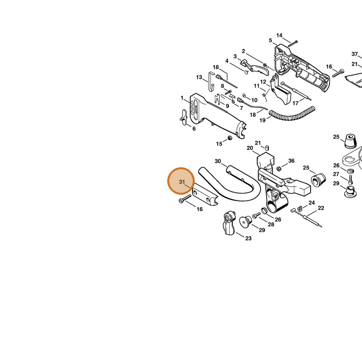 STIHL part 4226-791-0610 — IPL diagram snippet (6x zoom, amber highlight)