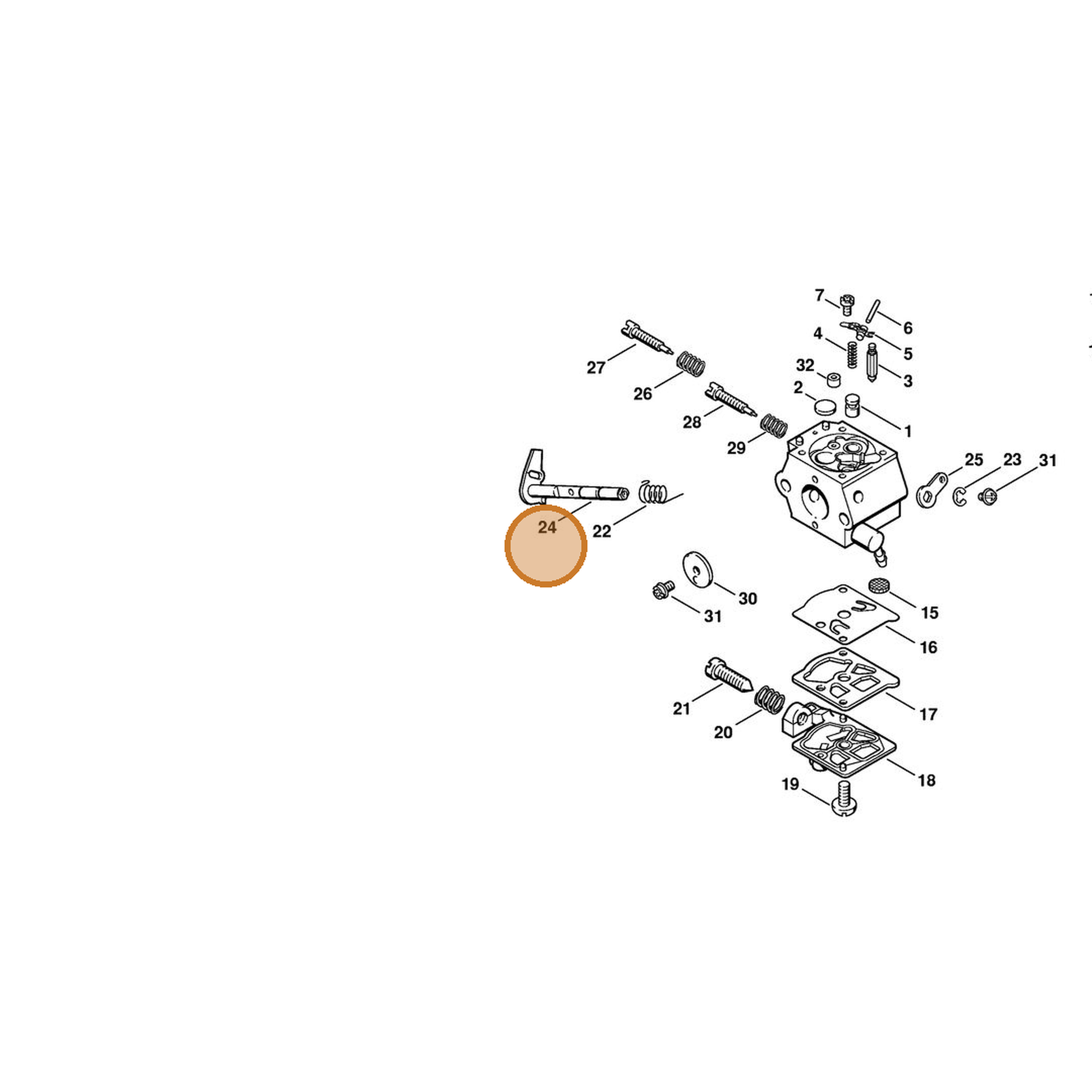 STIHL part 4227-120-7100 — IPL diagram snippet (6x zoom, amber highlight)