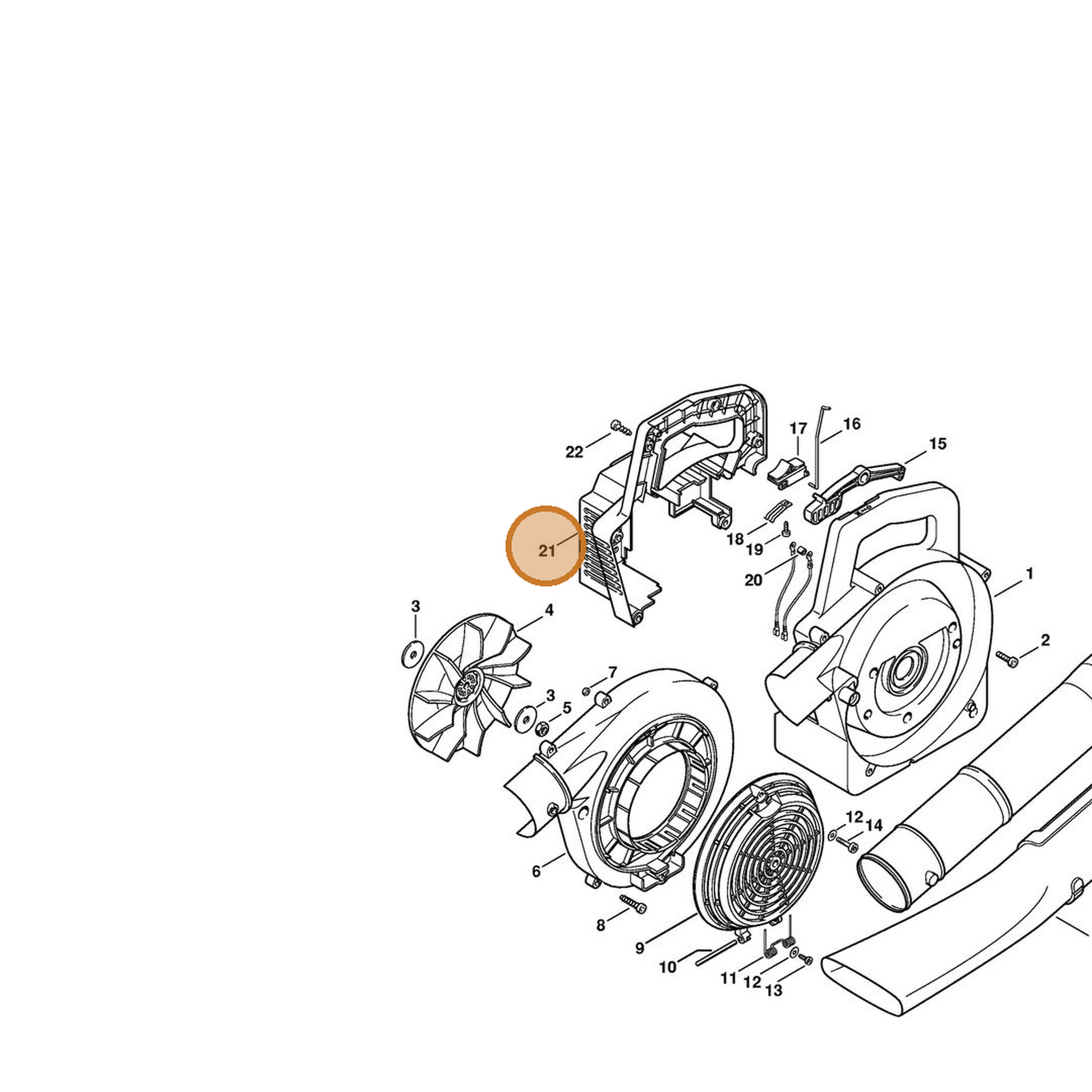 STIHL part 4227-700-2101 — IPL diagram snippet (6x zoom, amber highlight)