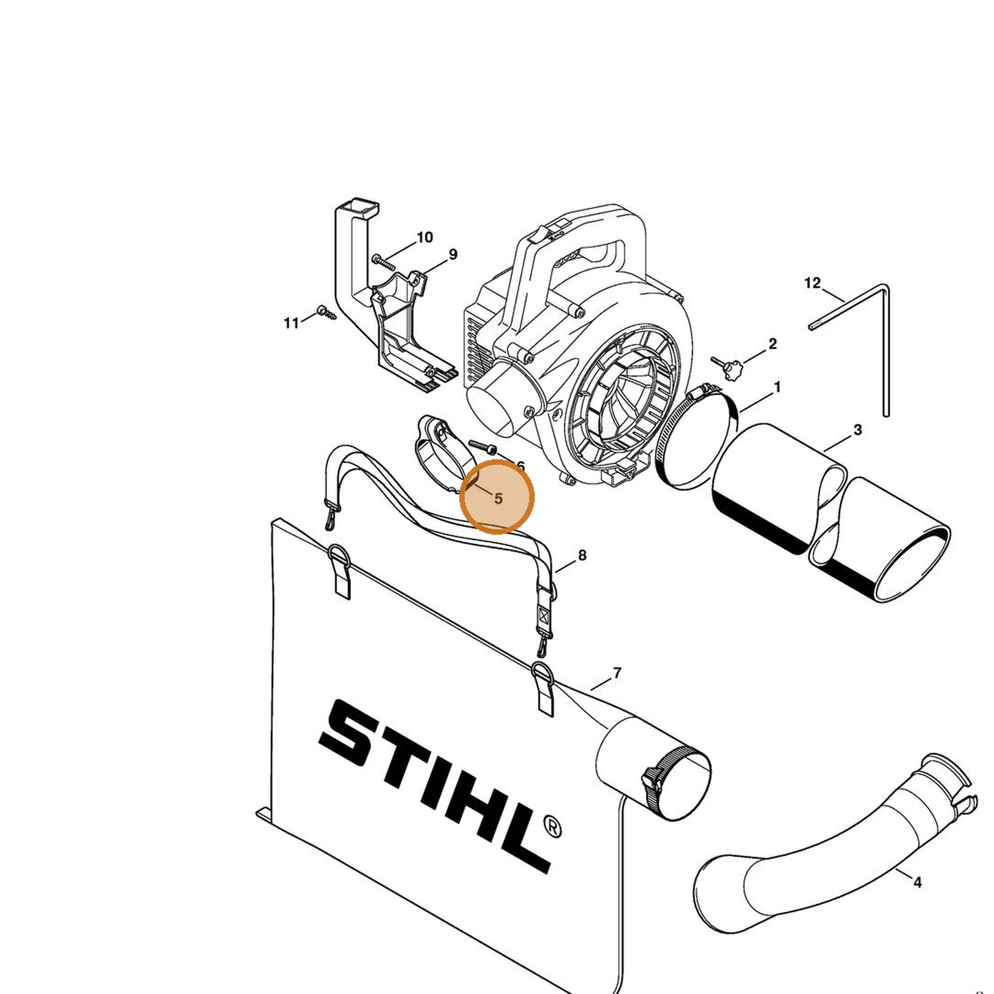 STIHL part 4227-700-7102 — IPL diagram snippet (6x zoom, amber highlight)