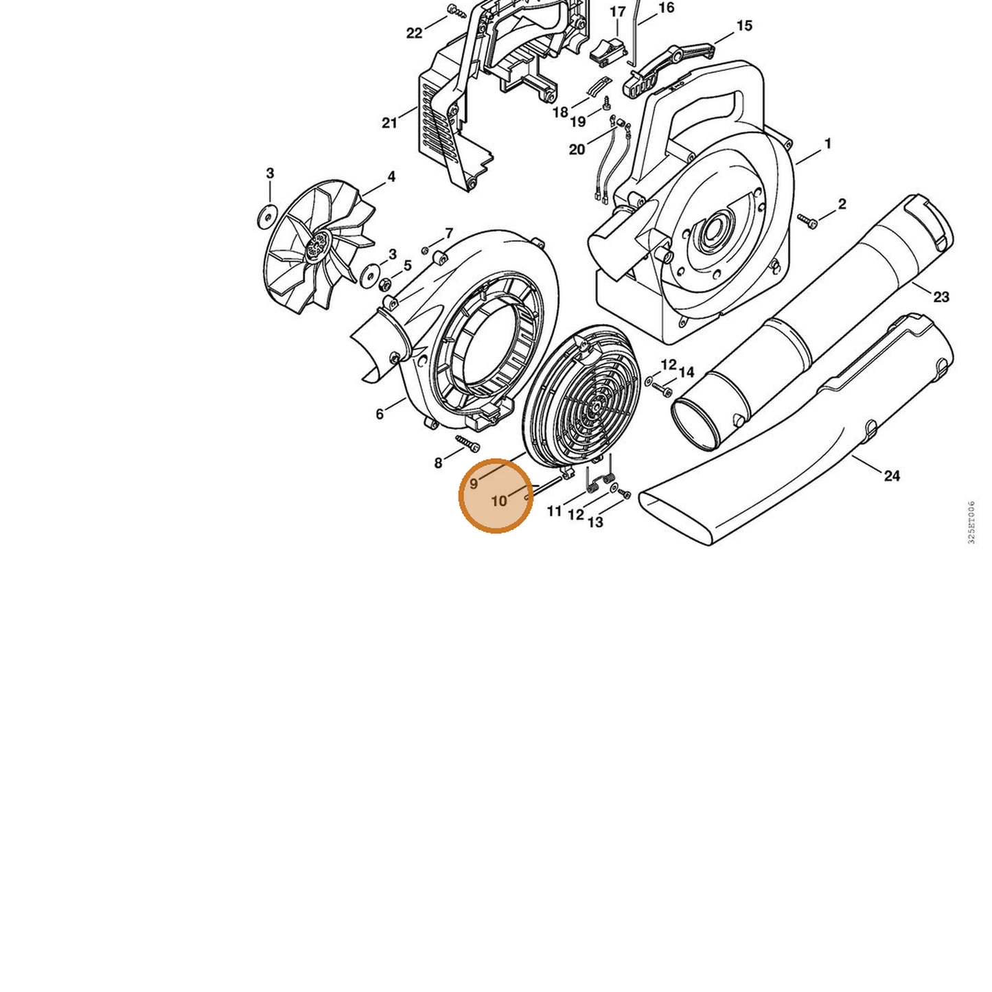 STIHL part 4227-704-0900 — IPL diagram snippet (6x zoom, amber highlight)