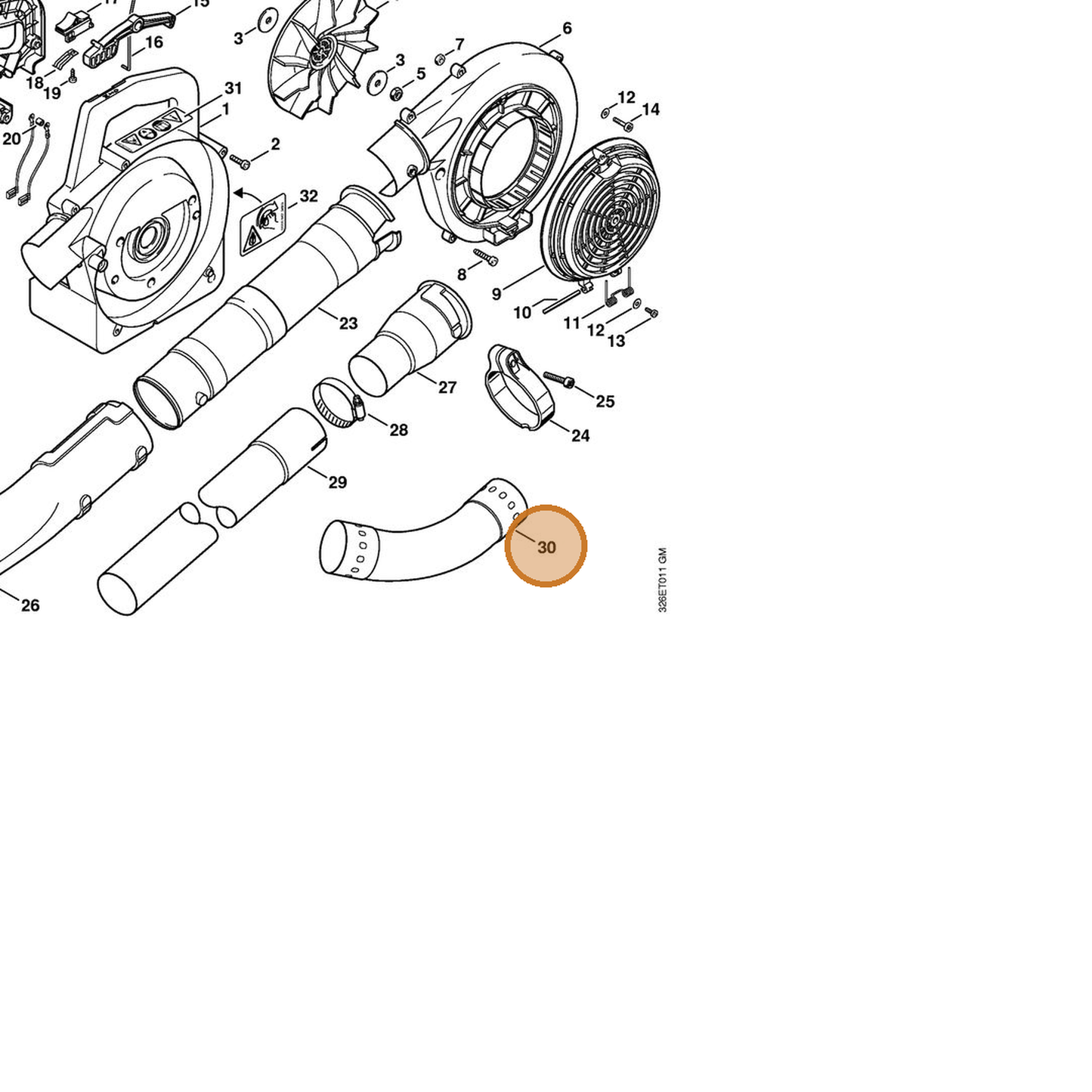 STIHL part 4227-708-6905 — IPL diagram snippet (6x zoom, amber highlight)