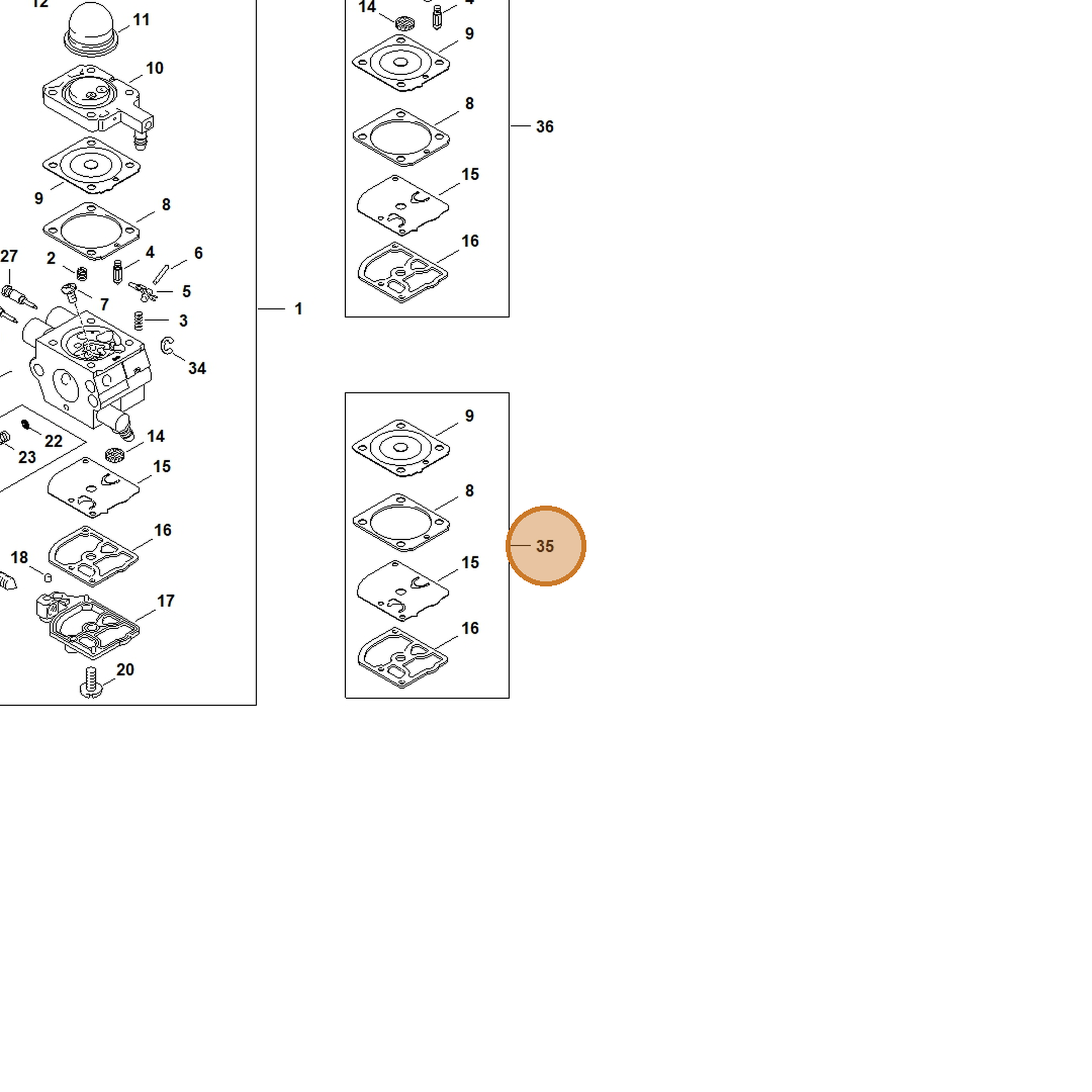 STIHL part 4228-007-1051 — IPL diagram snippet (6x zoom, amber highlight)