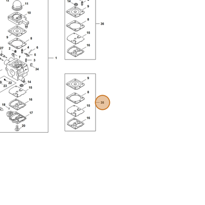 STIHL part 4228-007-1051 — IPL diagram snippet (6x zoom, amber highlight)