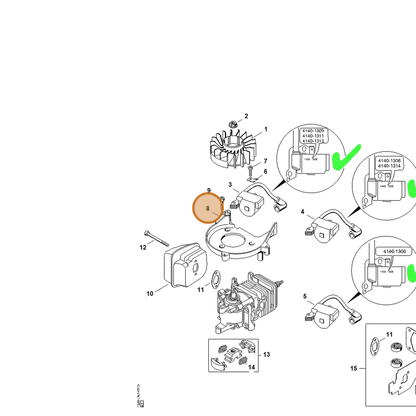 STIHL part 4228-084-1100 — IPL diagram snippet (6x zoom, amber highlight)