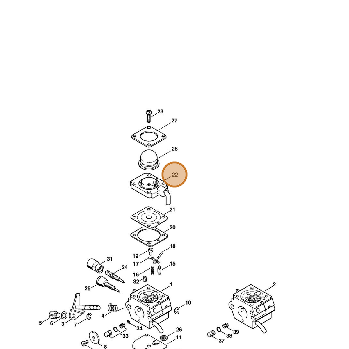 STIHL part 4228-120-2200 — IPL diagram snippet (6x zoom, amber highlight)