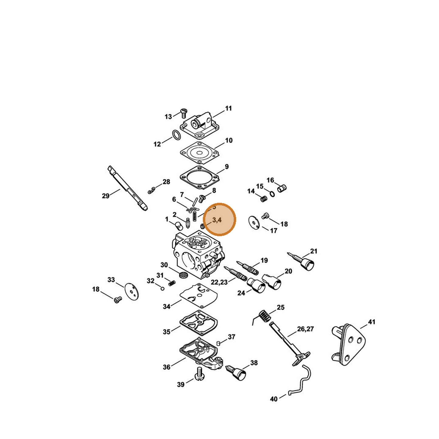 STIHL part 4228-121-5602 — IPL diagram snippet (6x zoom, amber highlight)