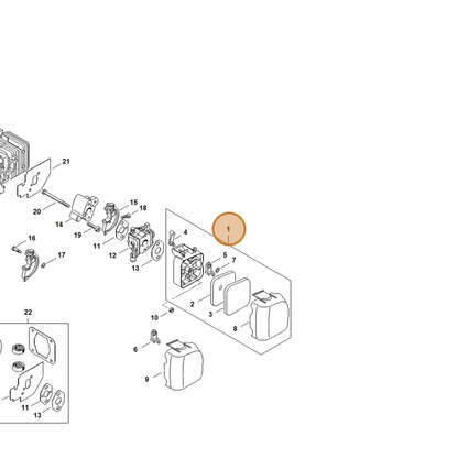 STIHL part 4228-140-2850 — IPL diagram snippet (6x zoom, amber highlight)